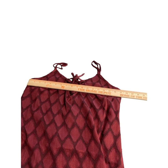 Band of Free Burgundy Diamond Pattern Lace-Up Spaghetti Strap Midi Dress - Picture 4 of 8